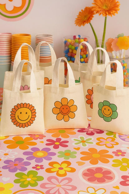 Groovy Flower Party Favor Bags - Perfect for Flower Themed Parties & Events! - Set of Six Bags