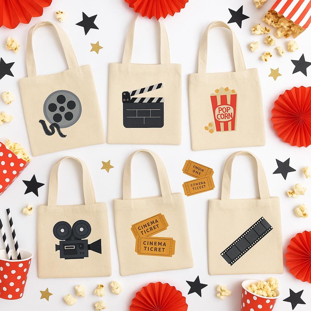 Set of 6 Movie Party Favor Bags