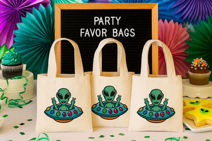 Alien Cotton Party Favor Bags - Set of 3, Reusable Goody Bags