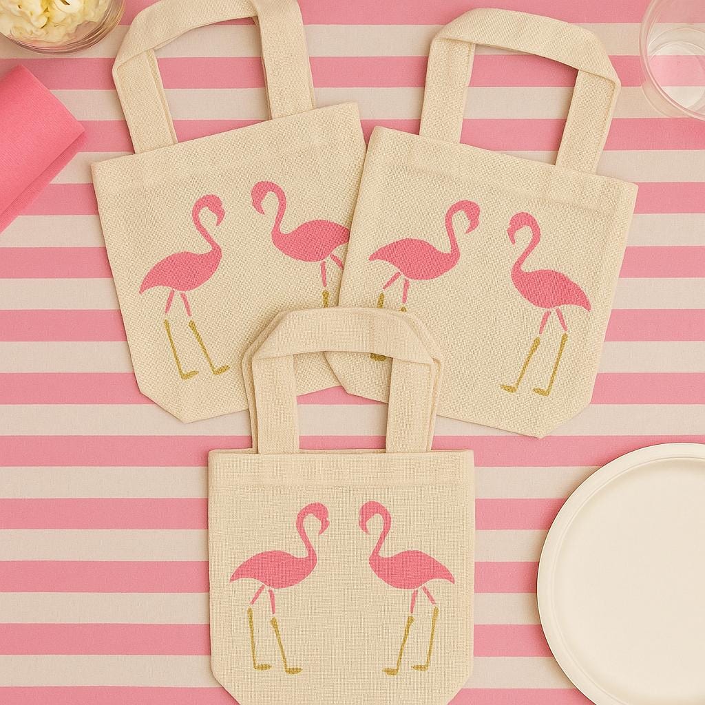 Flamingo Party Favor Bags - Set of 3 Bags