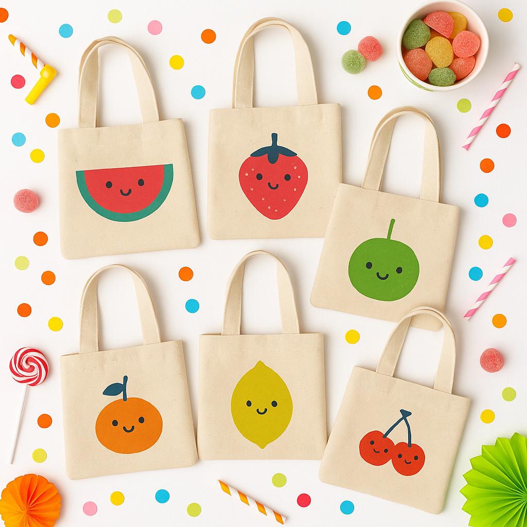 Fruit Party Favor Bags - Perfect for Fruit Themed Parties! - Set of Six Bags