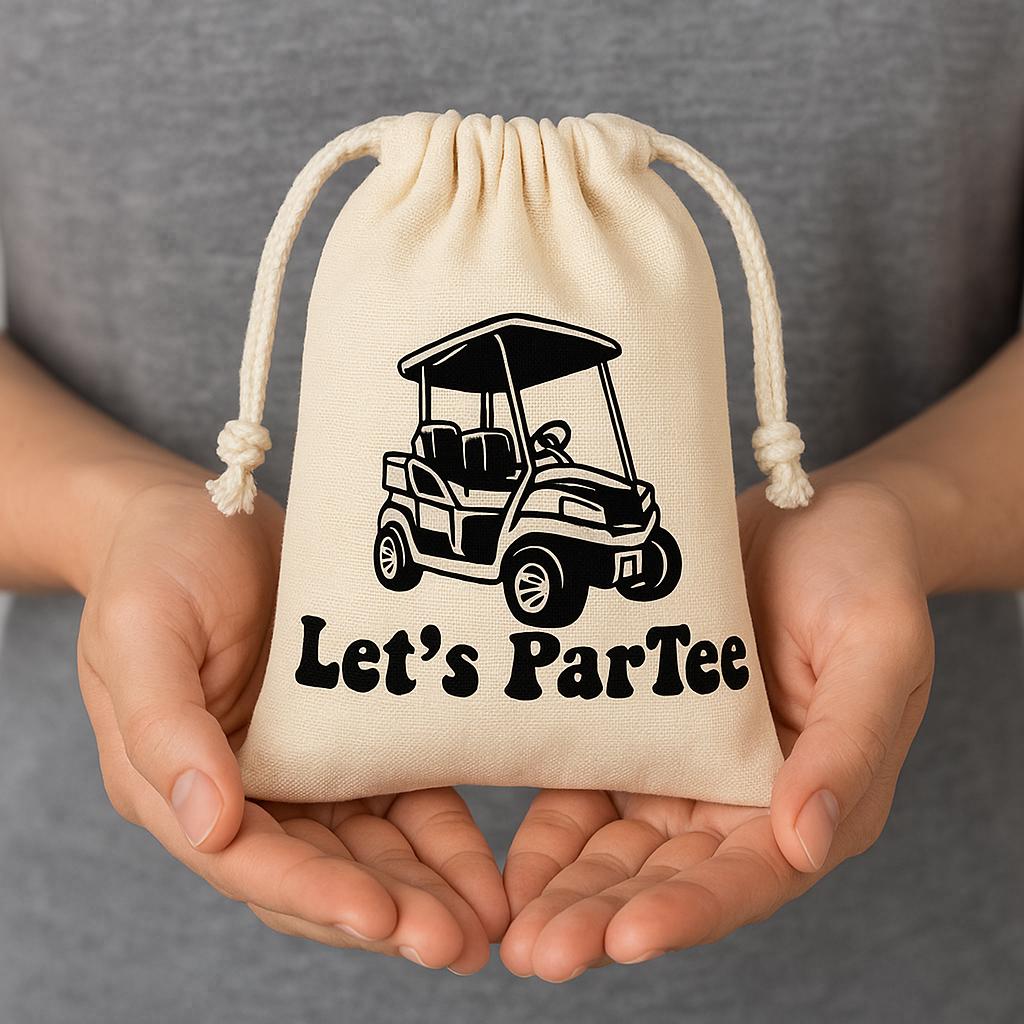 Let's Par-Tee Golf Party Favor Bags, Cotton Goodie Bags