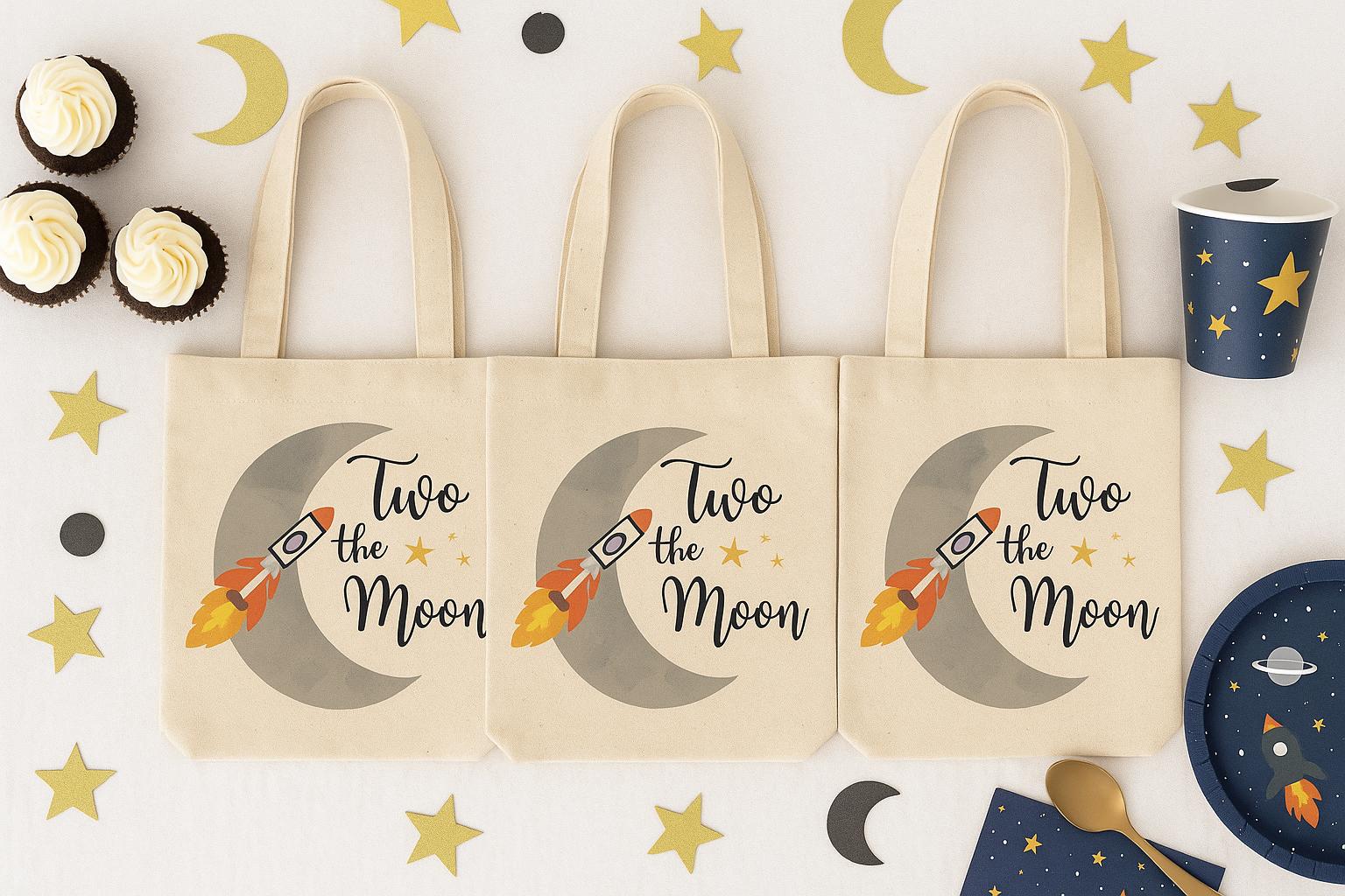 Two The Moon Party Favor Bags - Set of Three Bags