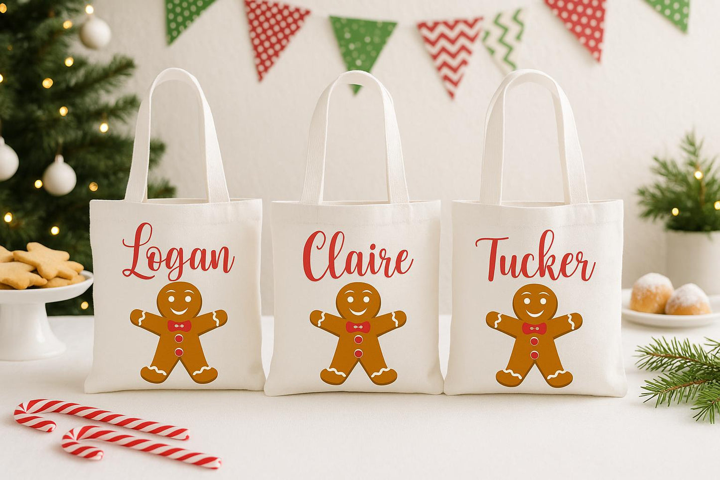 Custom Christmas Party Favor Bags - Set of Three Bags