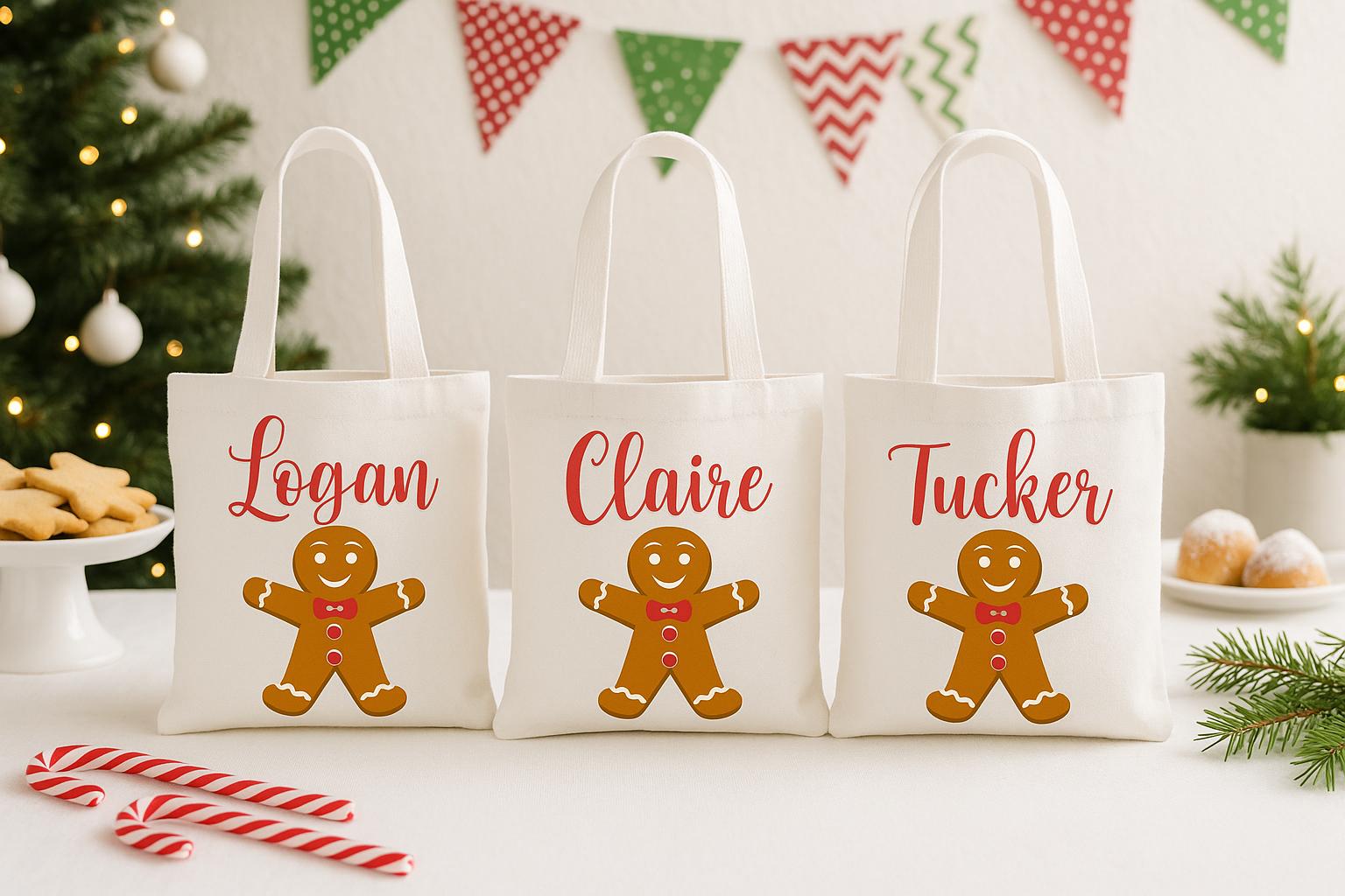 Custom Christmas Party Favor Bags - Set of Three Bags
