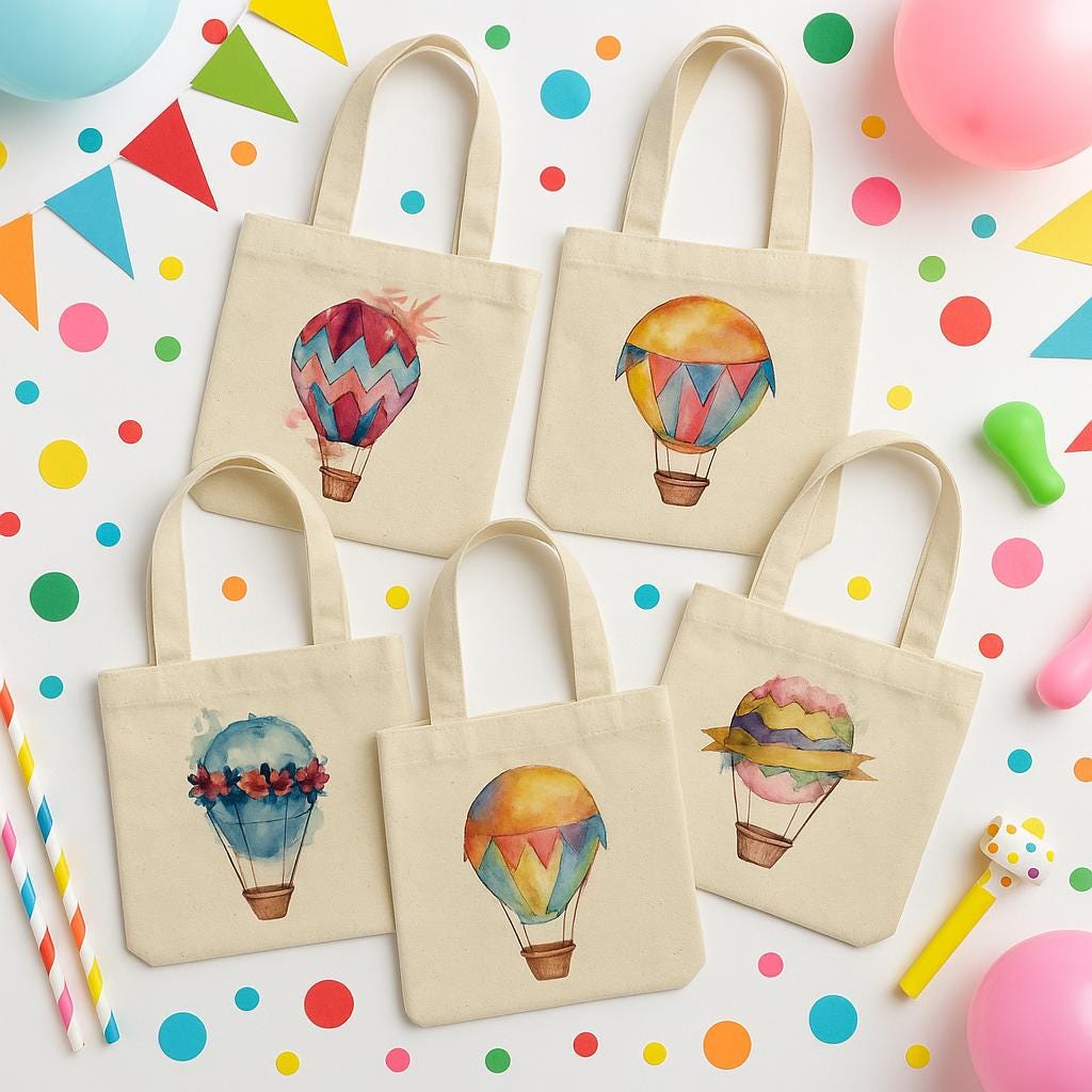 Hot Air Balloon Party Favor Bags - Perfect for Hot Air Balloon Themed Parties & Events - Set of Four Bags