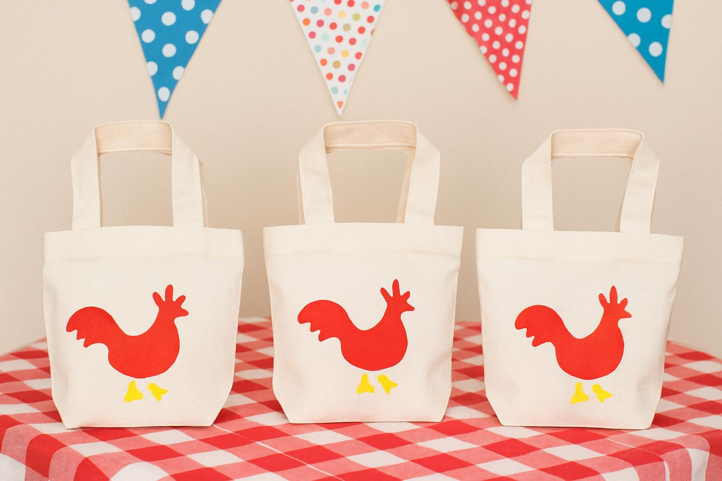 Chicken Party Favor Bags - Set of Three Bags