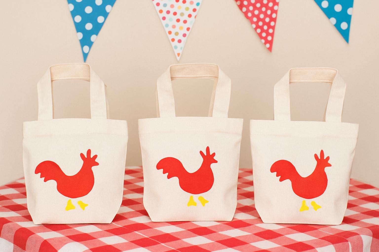 Chicken Party Favor Bags - Set of Three Bags