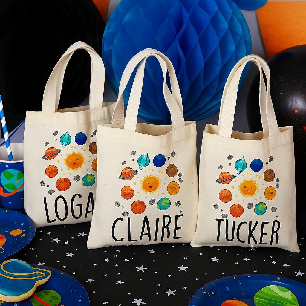 Personalized Space Party Favor Bags - Set of Three Bags