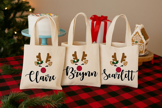 Personalized Reindeer Christmas Party Favor Bags