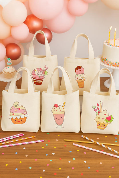 Kawaii Ice Cream Party Favor Bags - Set of Six Bags