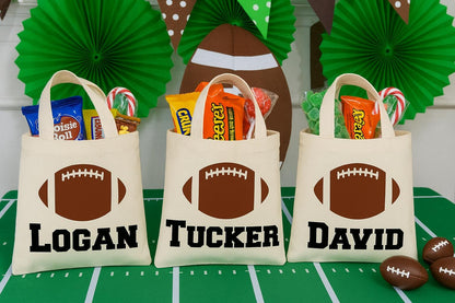 Custom Football Party Favor Bags - Perfect for Football Parties & Events - Set of Three Bags Personalized with Guest Names