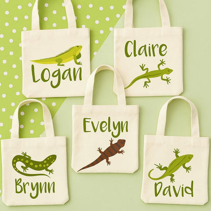 Personalized Lizard Party Favor Bag - Reptile Birthday Cotton Tote