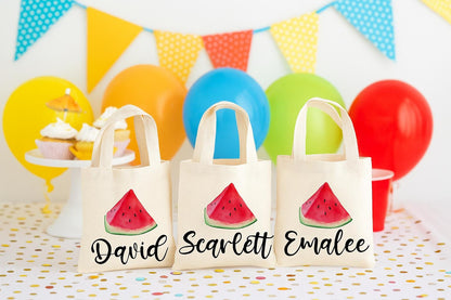 Personalized Watermelon Party Favor Bags - Set of Three Bags