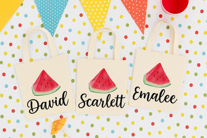 Personalized Watermelon Party Favor Bags - Set of Three Bags