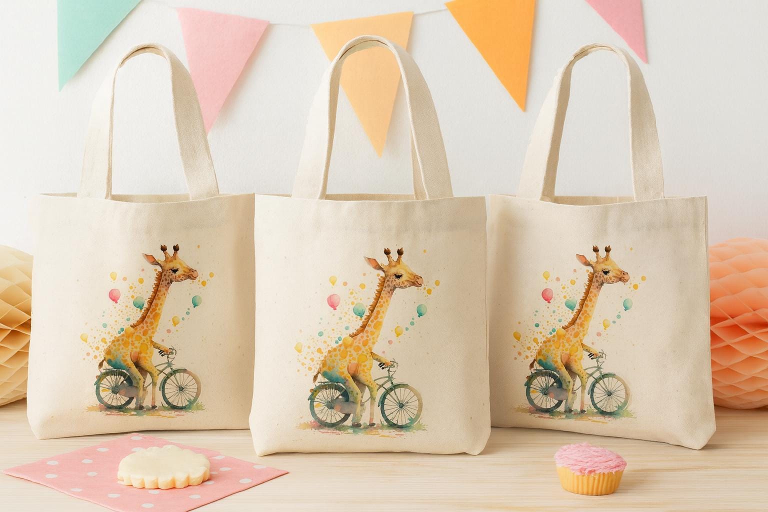 3 Giraffe Party Favor Bags