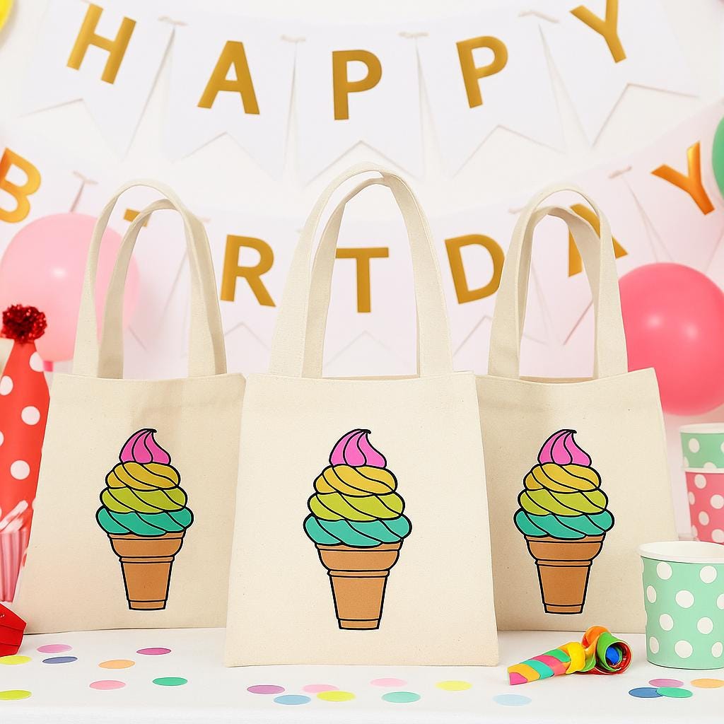 Ice Cream Party Favor Bags - Set of Three Bags