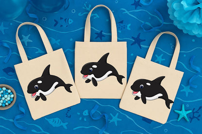 Orca Birthday Party Favor Bags, Set of 3