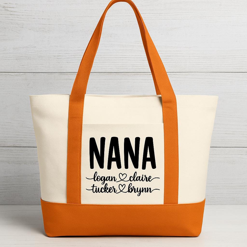 Custom Nana Tote Bag with Grandchildren's Names