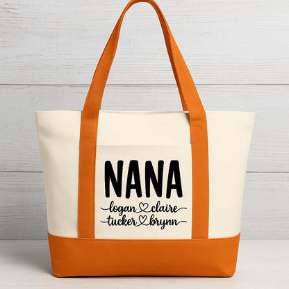 Custom Nana Tote Bag with Grandchildren's Names