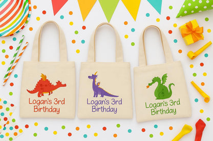 Personalized Dragon Party Favor Bags - Set of Three Bags