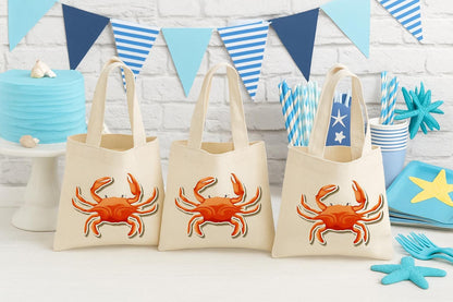 Crab Party Favor Bags - Set of Three Bags