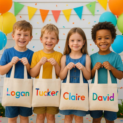 Personalized Rainbow Name Party Favor Bags - Set of 6