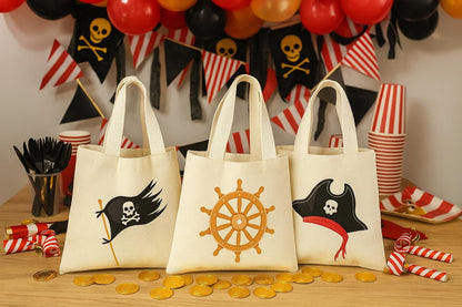 Pirate Party Favor Bags - Perfect for Pirate Themed Parties & Events! - Set of Three Bags