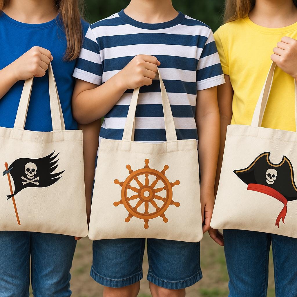 Pirate Party Favor Bags - Perfect for Pirate Themed Parties & Events! - Set of Three Bags