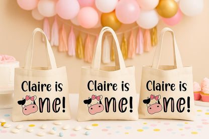 Cow Party Favor Bags - 1st Birthday - Set of Three Bags