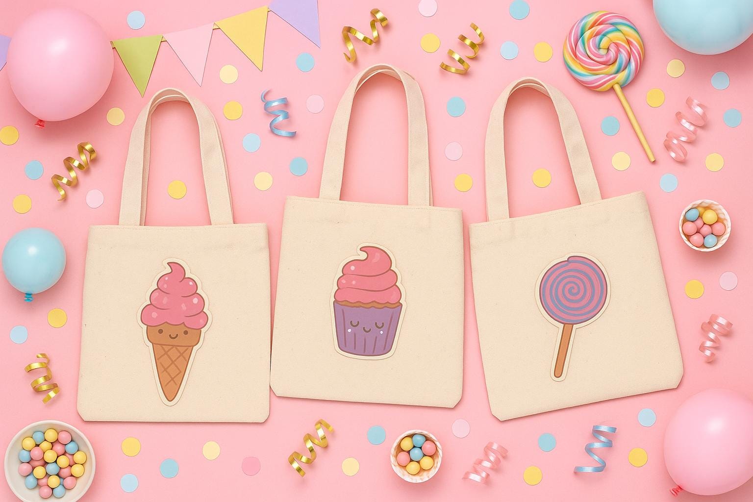 Sweet Treat Party Favor Bags - Set of Three Bags