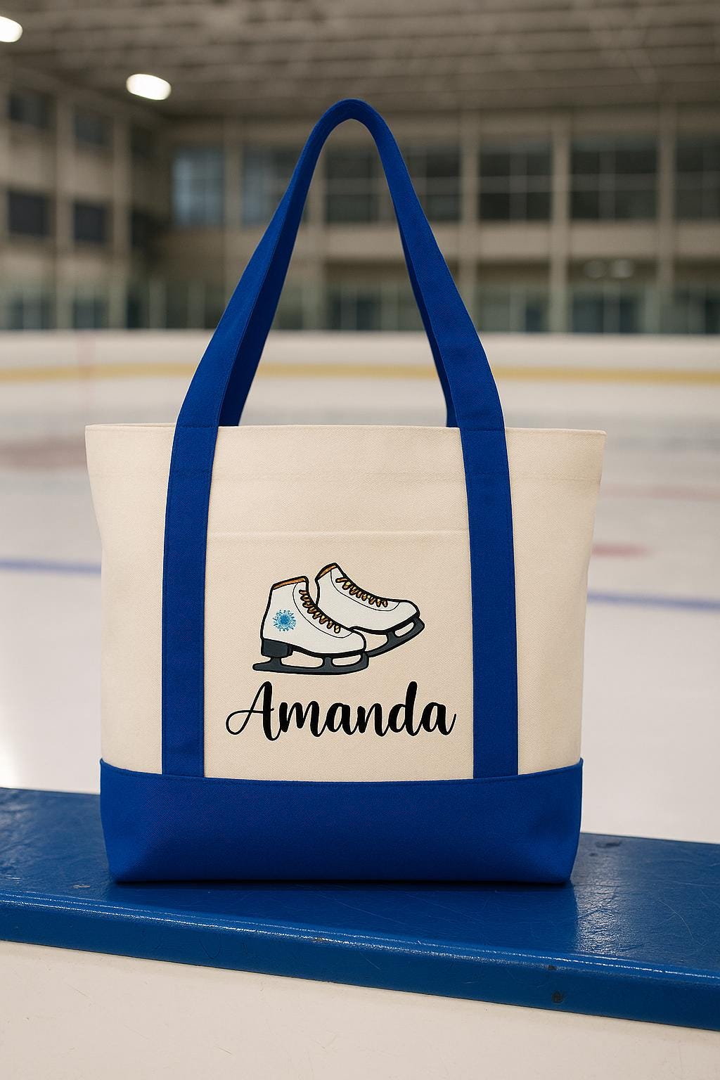 Personalized Ice Skater Canvas Tote Bag, Heavy Duty