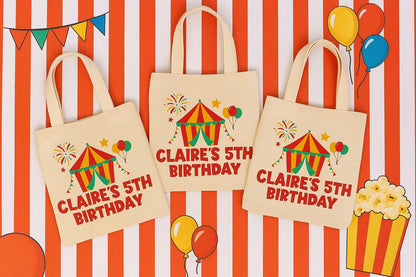 Carnival Party Favor Bags: Circus Goodie Bags, Cotton Gift Bag (Set of 3)