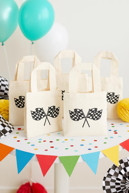 Checkered Flag Party Favor Bags - Race Car Birthday, Set of 6