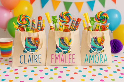 Custom Roller Skating Party Favor Bags - Perfect for Roller Skating Themed Parties & Events! - Set of Three Bags Personalized with Names