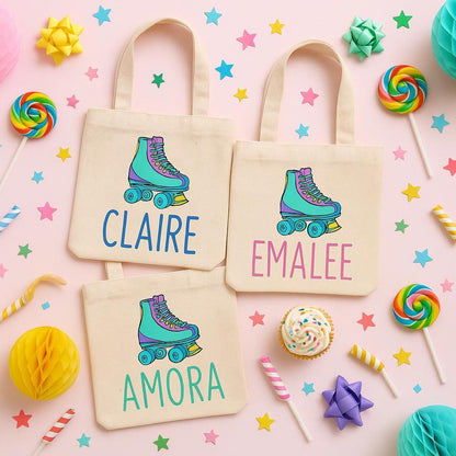 Custom Roller Skating Party Favor Bags - Perfect for Roller Skating Themed Parties & Events! - Set of Three Bags Personalized with Names