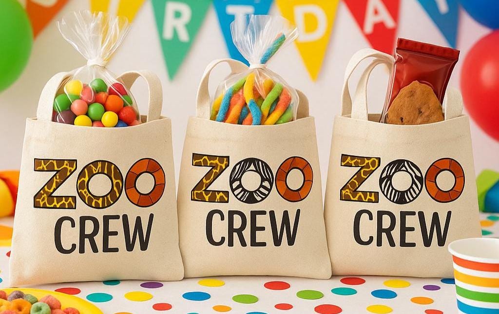 Zoo Crew Party Favor Bags - Perfect for Zoo Themed Parties & Events! - Set of Three Bags