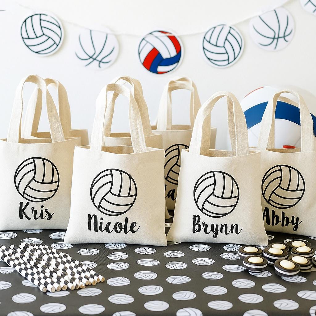 Personalized Volleyball Favor Bag – Custom Name Cotton Tote