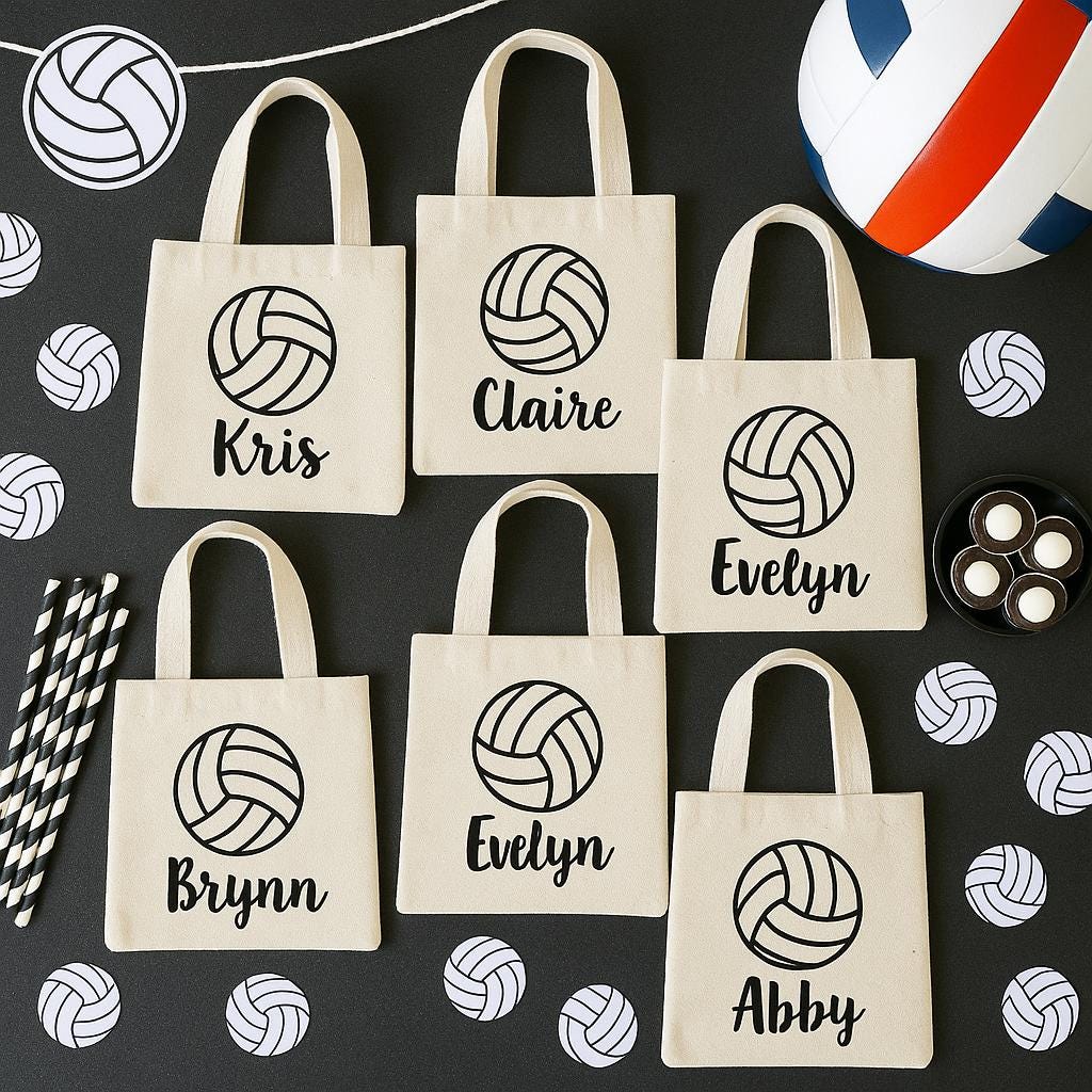 Personalized Volleyball Favor Bag – Custom Name Cotton Tote