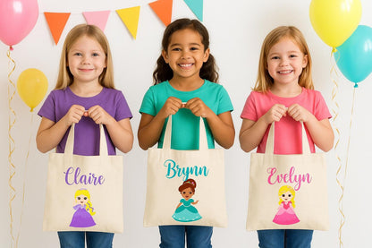 Personalized Princess Favor Bag, Cotton Canvas Party Treat Bags