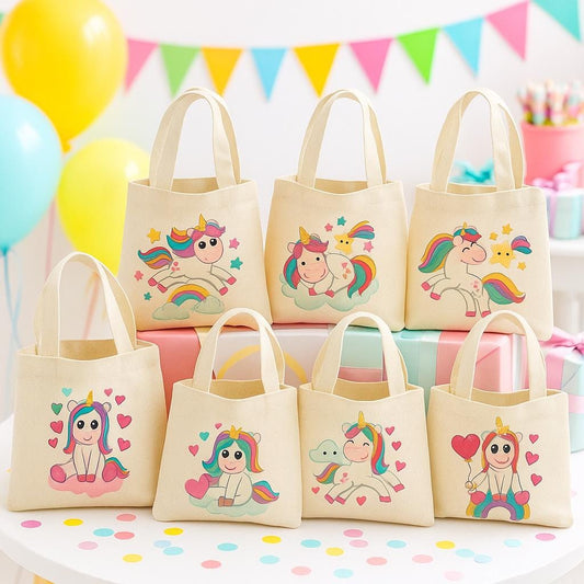 Unicorn Party Favor Bags - Perfect for Unicorn Themed Parties! - Set of Six Unicorn Treat Bags with Adorable Unicorns