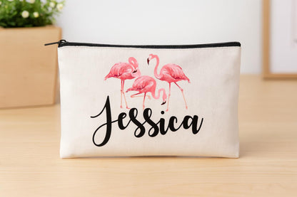 Personalized Flamingo Cosmetic Bag - Flamingo Gift