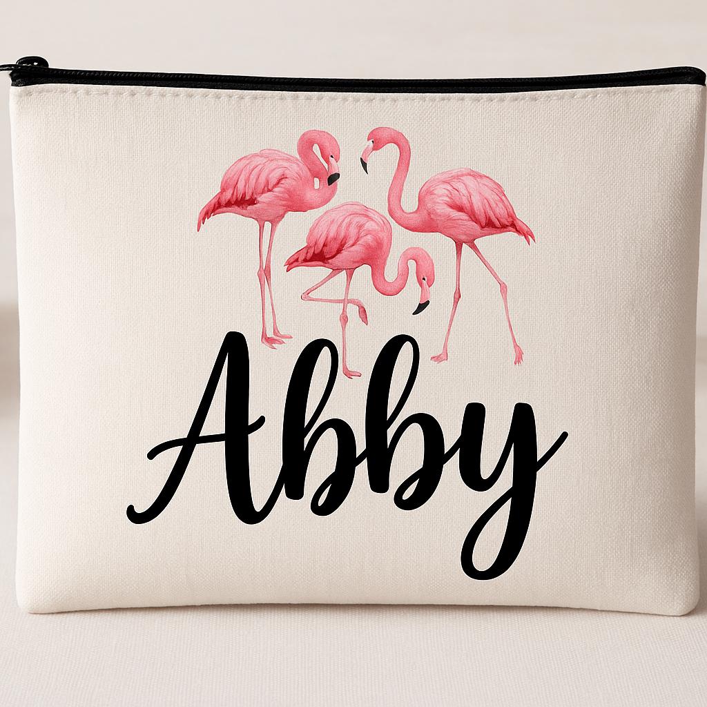 Personalized Flamingo Cosmetic Bag - Flamingo Gift