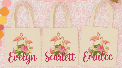 Custom Flamingo Party Favor Bags - Set of 3 Bags - Perfect for Flamingo Themed Parties & Events