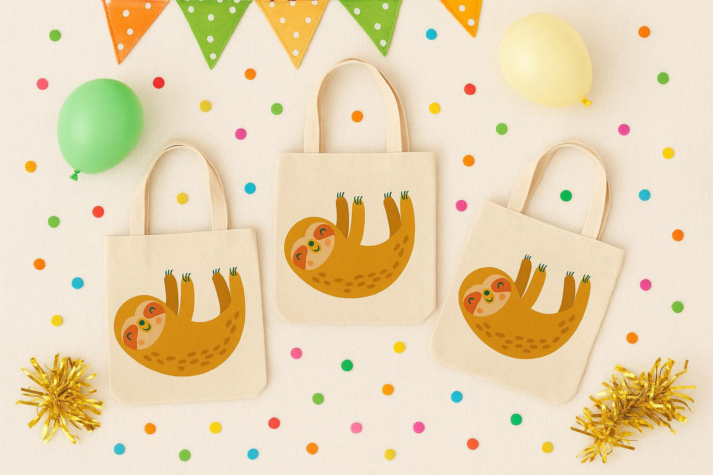 Sloth Party Favor Bags - Set of Three Bags