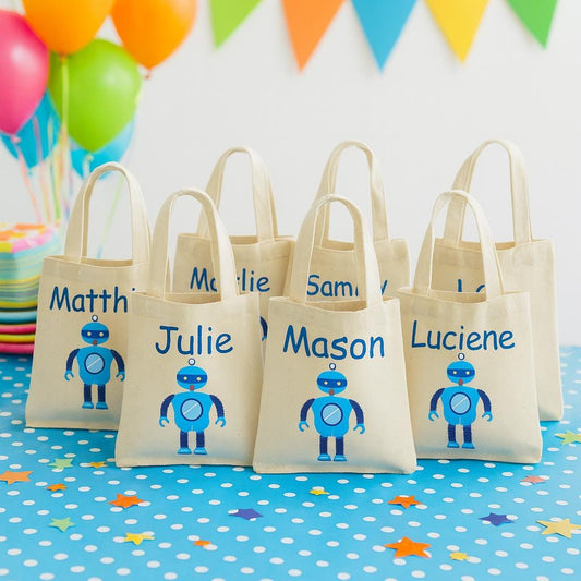 Personalized Robot Party Favor Bags - Set of Six Bags