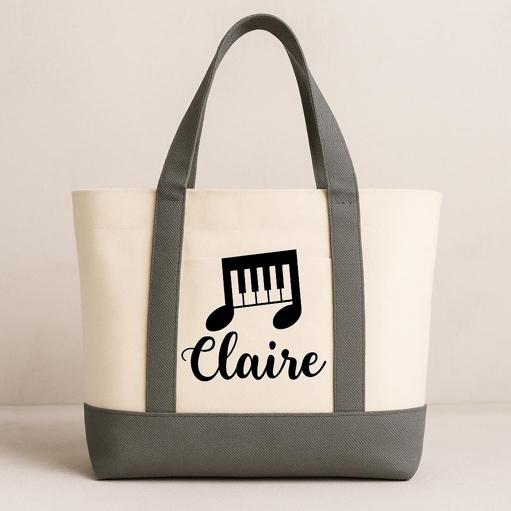 Musician Gift - Personalized Piano Music Tote Bag