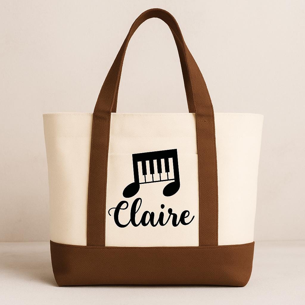 Musician Gift - Personalized Piano Music Tote Bag
