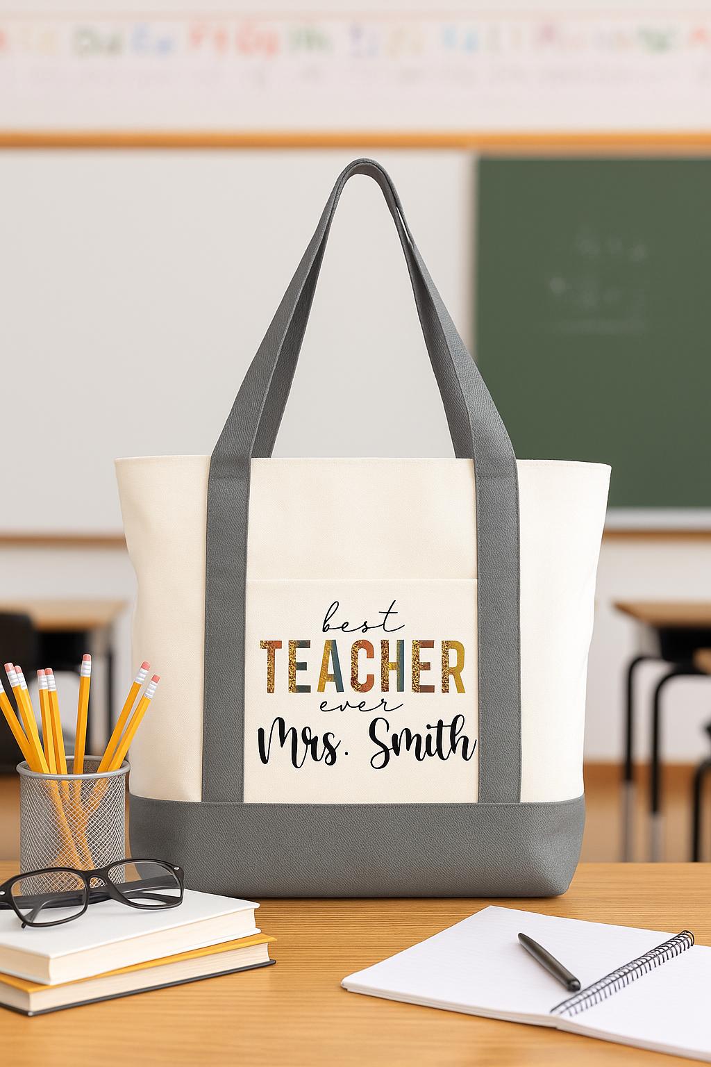 Custom Teacher Tote Bag - Best Teacher Ever