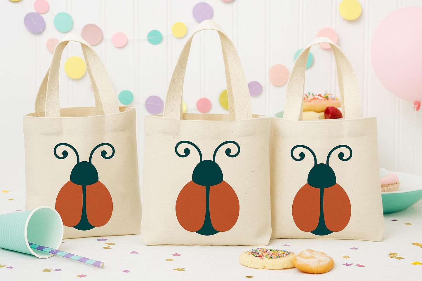 Ladybug Party Favor Bags - Set of Three Bags